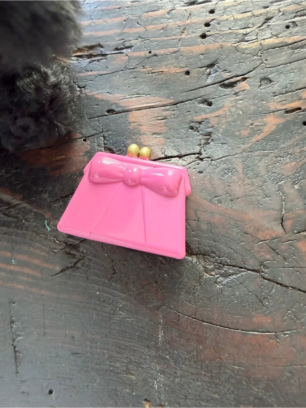 American Girl Black Plush Puppy with Pink Purse